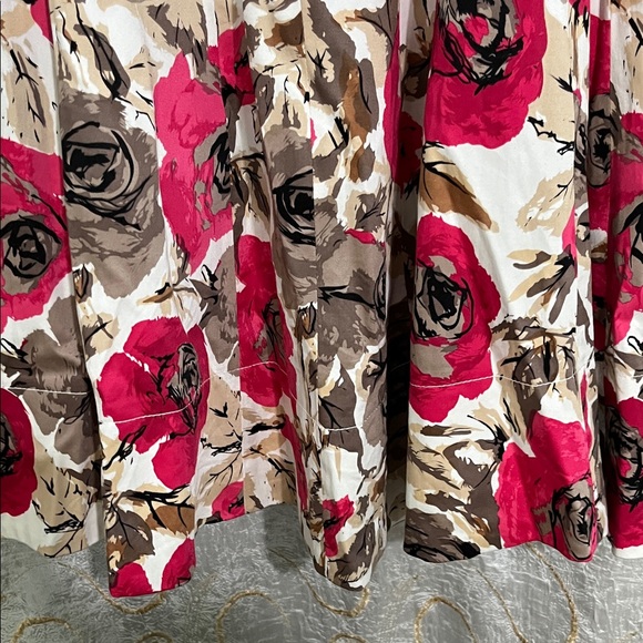 Maggy London Floral Midi Dress - Red, Brown, and Cream - Picture 7 of 7